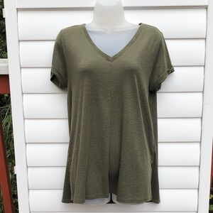 J. Jill Olive Short Sleeve V-Neck Tee